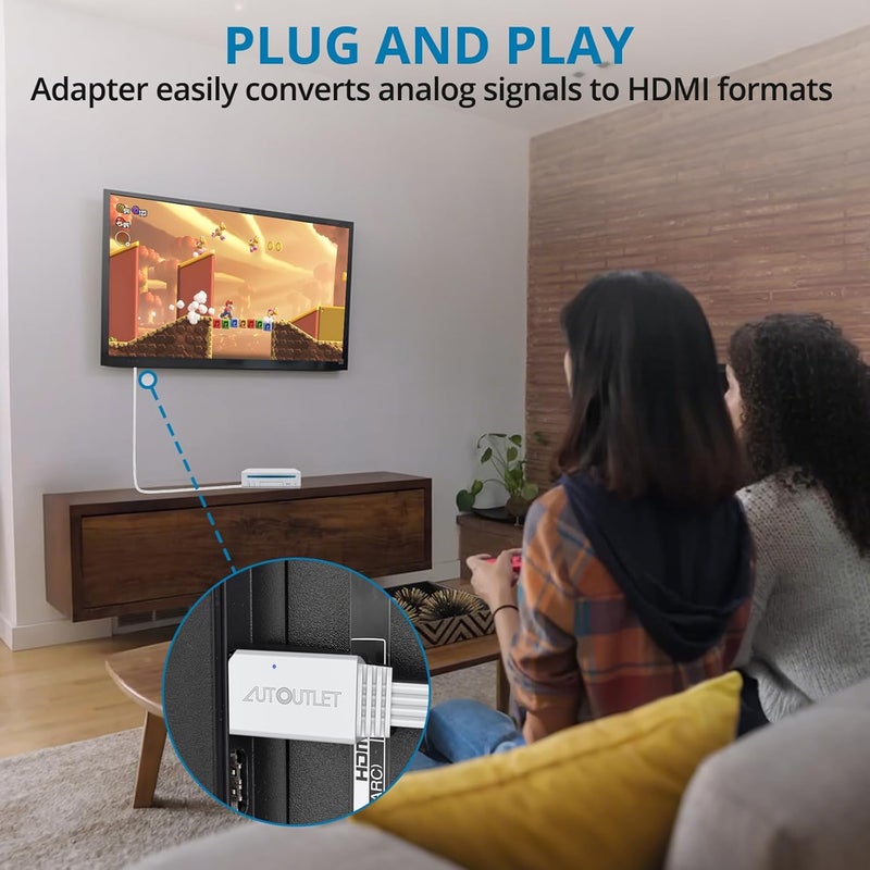 AUTOUTLET محول Wii إلى HDMI 1080P بطول 4 أقدام/120 سم لجهاز Full HD، محول مع كابل HDMI ذكر مخرج متوافق مع نينتندو وي، وي يو، HDTV، شاشة - يدعم جميع أوضاع عرض Wii - Image 4
